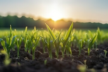 Wall Mural - scenic field of grass during a beautiful sunset