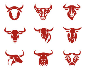Wall Mural - Bull, cow, angus, buffalo, cattle Head logo. Premium logo. Elegant logo symbol design illustration vector for company.