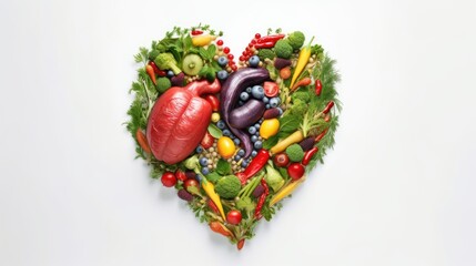 Wall Mural - Human Heart Made of fruits and Vegetables