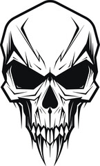 Wall Mural - Angry human skull vector isolated on white background. For t-shirt or tattoo design