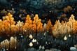 Nahtlos wiederholendes Muster - Textur eines goldenen Herbstwald bei Nacht