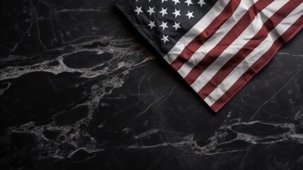 Wall Mural - America flag banner on black marble background. Generative AI