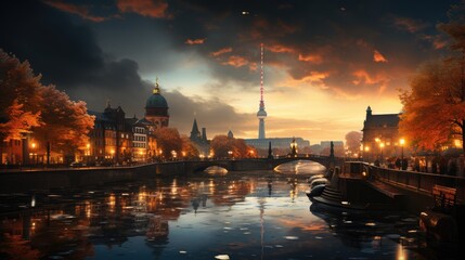 Wall Mural - amazing photo of Berlin city at night