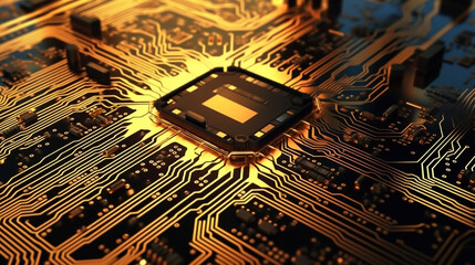 Abstract circuit board technology background made with AI generative technology