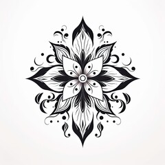 Poster - black and white floral ornament