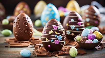 Canvas Print - chocolate easter eggs and chocolate