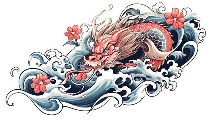 Poster - chinese dragon on the wall