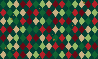 Seamless Pattern for holidays. Red and green Christmas seamless pattern rhombus background. Abstract simple geometric texture