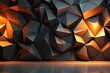 An illustration of a beautiful 3D background with a textured wall of voluminous golden-brown triangles and a graceful smooth podium. Created with Generative AI technology