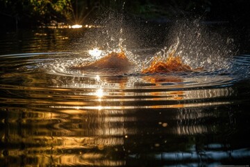 Canvas Print - sparring match of water and light, with reflections dancing across the surface, created with generative ai