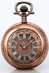 Poster - pocket watch with engraved details on a chain, created with generative ai