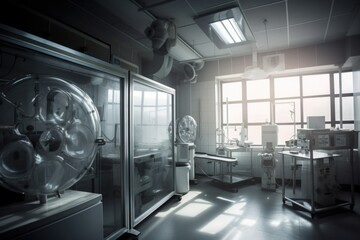 Canvas Print - ventilation system in operating room, with clear view of surgical tools and medical instruments, created with generative ai