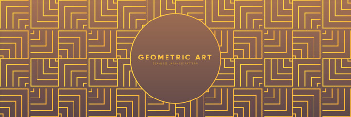 Wall Mural - Golden Luxury in a Premium Seamless Pattern. Art Deco 70s Antique Aesthetic in a Solid, Linear Vector Wave Design