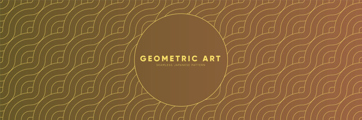 Wall Mural - Golden Wave Geometric Seamless Pattern. Aesthetic Texture Inspired by Eastern Traditions.