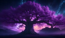 Purple Fantasy Magic Tree. Generative AI