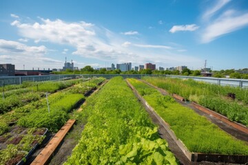 Sticker - green rooftop farm, growing fresh produce and herbs, created with generative ai