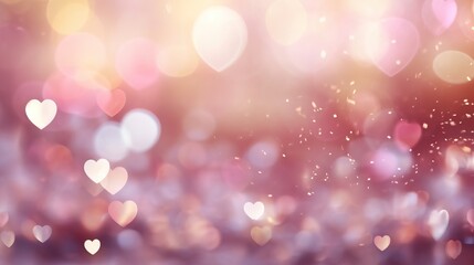 abstract background with bokeh.sweet, hearts with pink background . bokeh ligth and diamond dust. va