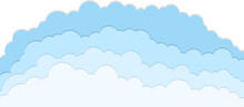 Blue Cloud Paper Cut Texture Illustration On Transparent Background
