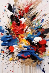 Poster - abstract paint splatters on a canvas, created with generative ai