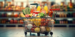 Leinwandbild Motiv shop supermarket store grocery delivery retail shopping market food basket. Generative AI.