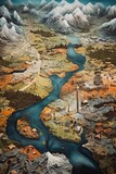 Fototapeta Nowy Jork - aerial view of diverse landscapes on earth, created with generative ai