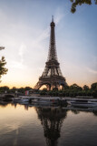 Fototapeta  - Eiffel Tower Seine River Sunrise View