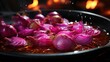 red onion in pan