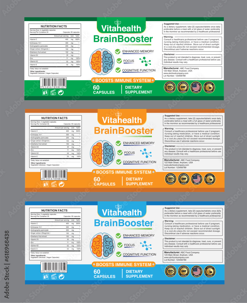 Title Supplement Example Title Supplement label design,supplement label template,packaging label ...