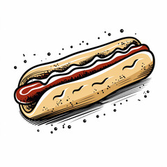 Wall Mural - illustration of a hot dog with sausage