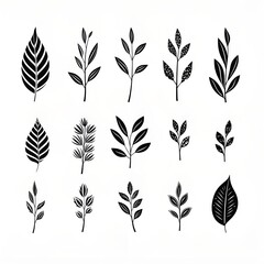 Wall Mural - Sketches of simplicity: capturing monochromatic plant leafs