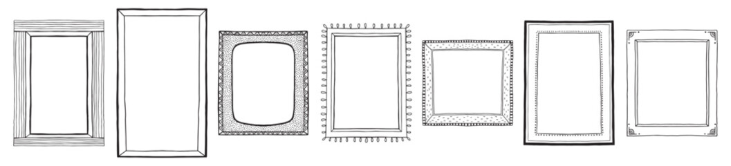 Hand drawn doodle clipart photo frames vintage borders