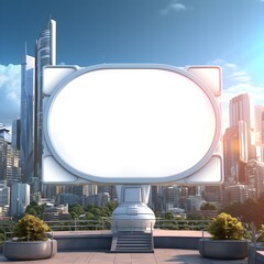 Wall Mural - City of the future displayed on an empty billboard