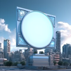 Wall Mural - Futuristic skyline on an unoccupied billboard