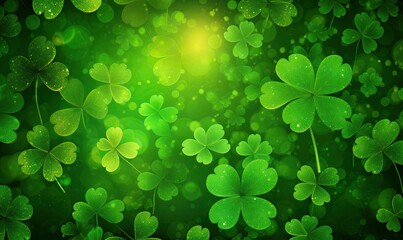 the vibrant green of the st. patrick's day lucky four-leaf clover background was eye-catching. creat