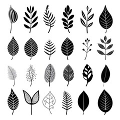 Wall Mural - Tranquil compositions: hand-drawn art inspired by black and white foliage