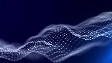 Futuristic polygonal mesh. Abstract technology background. Big data visualization. 3D rendering. Seamless loop.