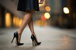 Frauenbeine in schwarzen High Heels, Women legs in black high heels