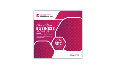 Wall Mural - Business marketing agency promotion social media post template. Editable square banner design with place for the photo.