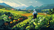 anonymous chef harvesting fresh vegetables on a farm