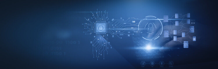 secure data protection concept with a padlock guarding business info. cyber security, privacy, and f