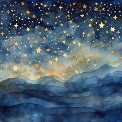 gold stars on a blue background illustration ai generative