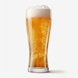 Filled glass of craft light beer with foam on a white background, AI Generation