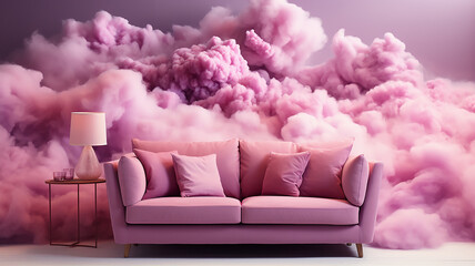 3d abstract background with pink fluffy cloud, modern creative design, generative ai tools