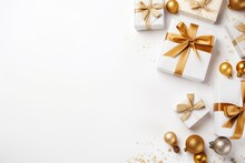 Christmas And New Year Holiday Background With Gifts And Greeting Card  AI Generated