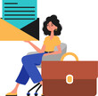 The female child sits in a electric chair and holds an envelope. Trendy style, Vector Illustration