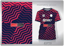 Vector Sports Shirt Background Image.Blue Pink Zigzag Pattern Design, Illustration, Textile Background For Sports T-shirt, Football Jersey Shirt