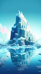 Wall Mural - a painting made using a computer program that depicts an iceberg in the water.