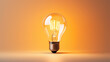 © Michael_G - Minimalist Simple Creative Idea Light Bulb - Amber Yellow Warm Glow in Yellow Background.