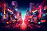 Fototapeta Londyn - tokyo night city neon skyline, generative ai