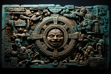 Stone Ancient Ritual Wall Mural Maya Tribe For Wallpaper And Design Solutions Created With Artificial Intelligence